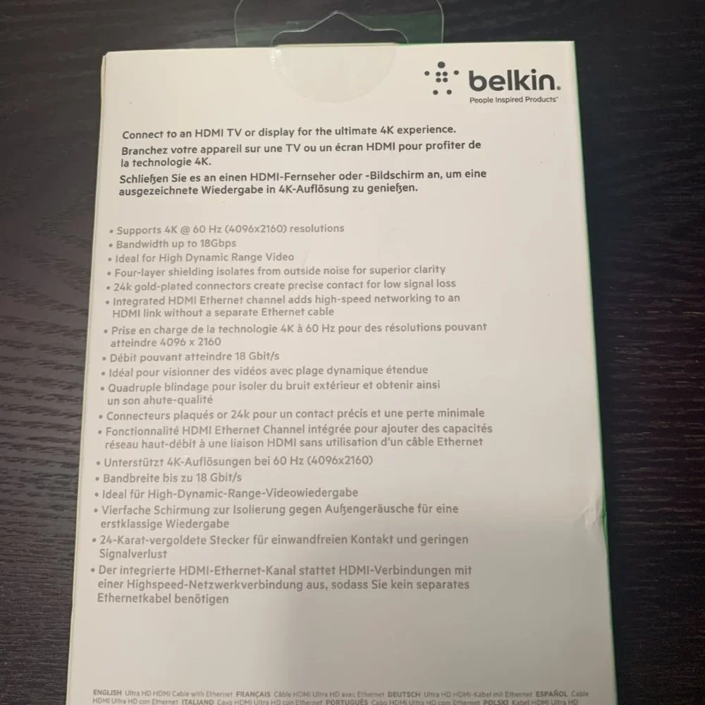 NEW belkin Ultra HD HDMI cable with ethernet